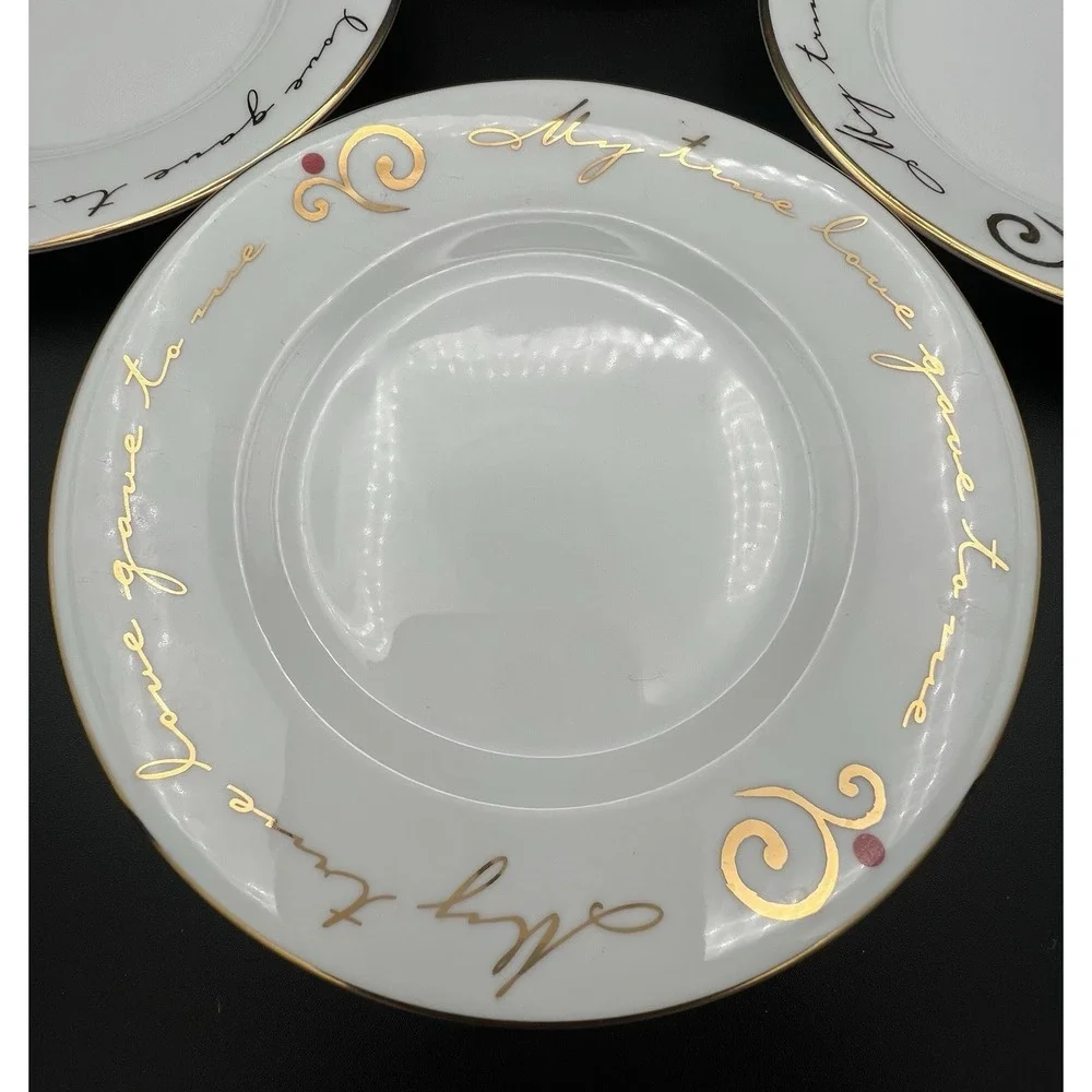 6 Pier 1 12 Days of Christmas Porcelain Saucers Plates 6